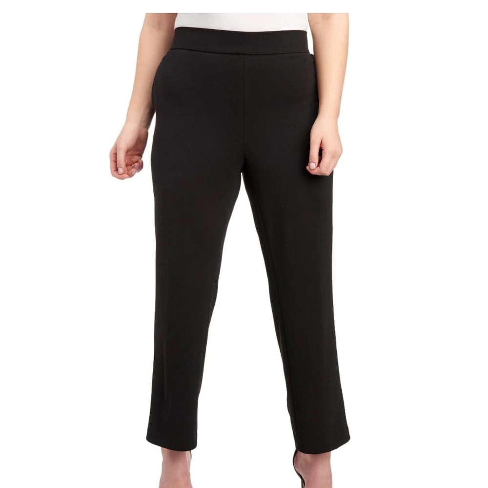 Kasper BLACK Pocketed Straight Leg Wear to Work Pants, US 24W